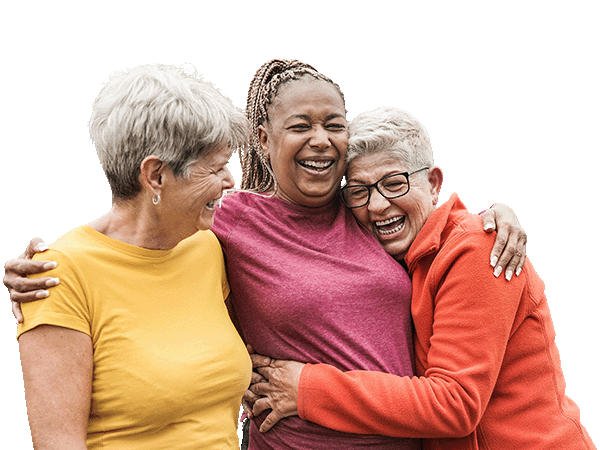 senior women embracing